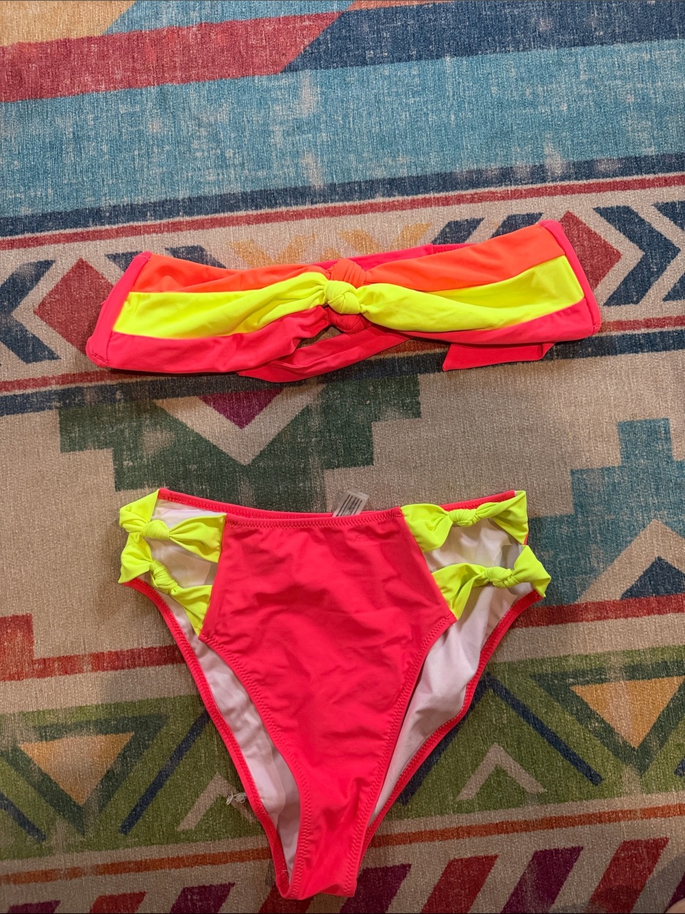 Girls' Neon Pink & Yellow Knot Bikini Set - Kids Swim